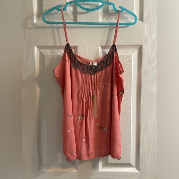NWT Lauren Conrad Tank Top Camisole size L Floral Pink Lace - Picture 7 of 8